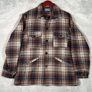 Vintage Pendleton Jacket Mens M Brown Plaid Wool Hunting Cruiser USA Mackinaw